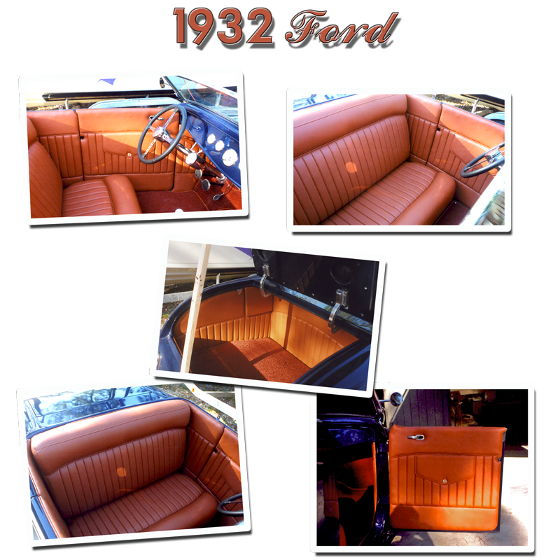 Schrecks Upholstery 32 Ford tan leather
